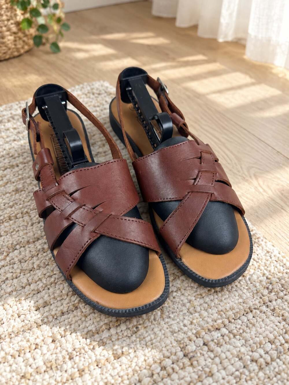 The Leather Collection Brown Leather Strappy Slingback Sandals Women’s 9.5